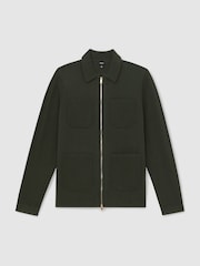 Reiss Forest Green Roberto Four-Pocket Zip-Through Cardigan - Image 2 of 6