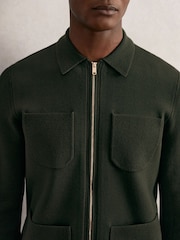 Reiss Forest Green Roberto Four-Pocket Zip-Through Cardigan - Image 4 of 6