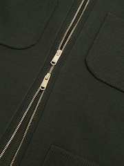 Reiss Forest Green Roberto Four-Pocket Zip-Through Cardigan - Image 6 of 6