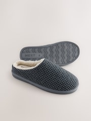 Grey/Navy Check Mule Slippers - Image 3 of 7