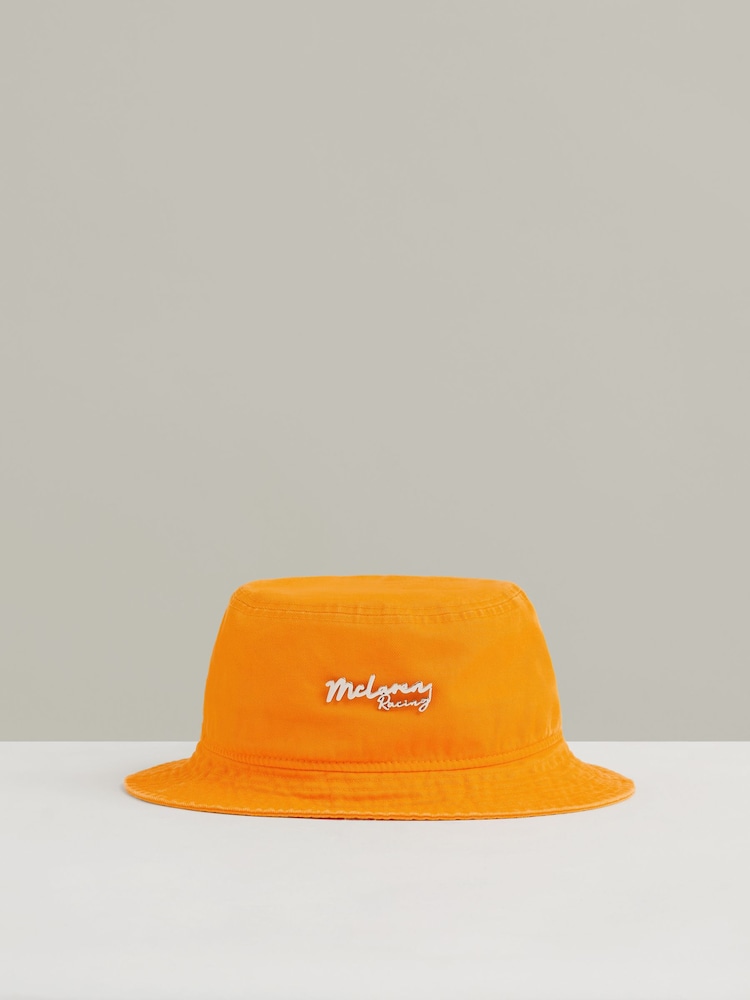 Reiss Papaya Orange Tapered Unisex Fit McLaren Racing Cotton Bucket Hat - Image 2 of 5 Reiss Papaya Orange Tapered Unisex Fit McLaren Racing Cotton Bucket Hat - Image 2 of 5