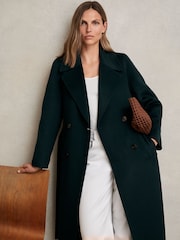 Reiss Green Rene Petite Double-Breasted Blindseam Coat Wool-Blend - Image 1 of 9