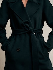 Reiss Green Rene Petite Double-Breasted Blindseam Coat Wool-Blend - Image 3 of 9