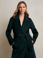 Reiss Green Rene Petite Double-Breasted Blindseam Coat Wool-Blend - Image 5 of 9
