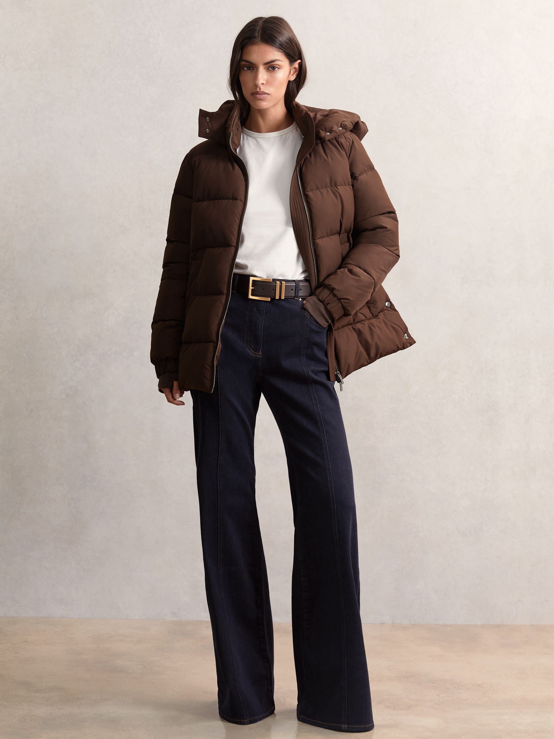 Buy Reiss Chocolate Brown Fee Short Hooded Puffer Coat from Next USA