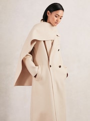 Reiss Cream Indira Petite Wool-Blend Scarf Blindseam Coat - Image 4 of 9