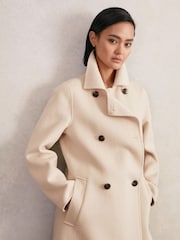 Reiss Cream Indira Petite Wool-Blend Scarf Blindseam Coat - Image 7 of 9