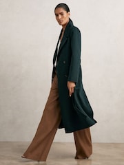Reiss Green Rene Double-Breasted Blindseam Coat Wool-Blend - Image 1 of 8