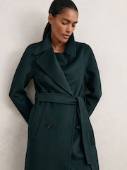 Reiss Green Rene Double-Breasted Blindseam Coat Wool-Blend - Image 6 of 8