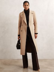 Reiss Neutral Rene Double-Breasted Blindseam Coat Wool-Blend - Image 1 of 5