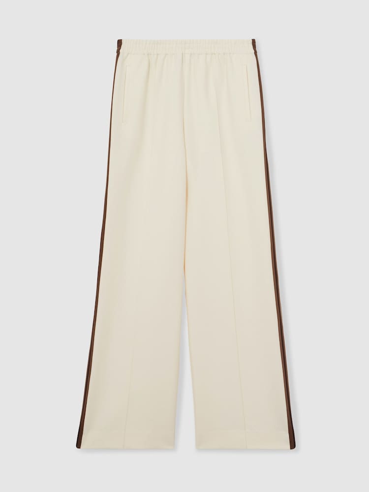 Reiss Cream Robyn Side-Stripe Wide-Leg Trousers - Image 2 of 5