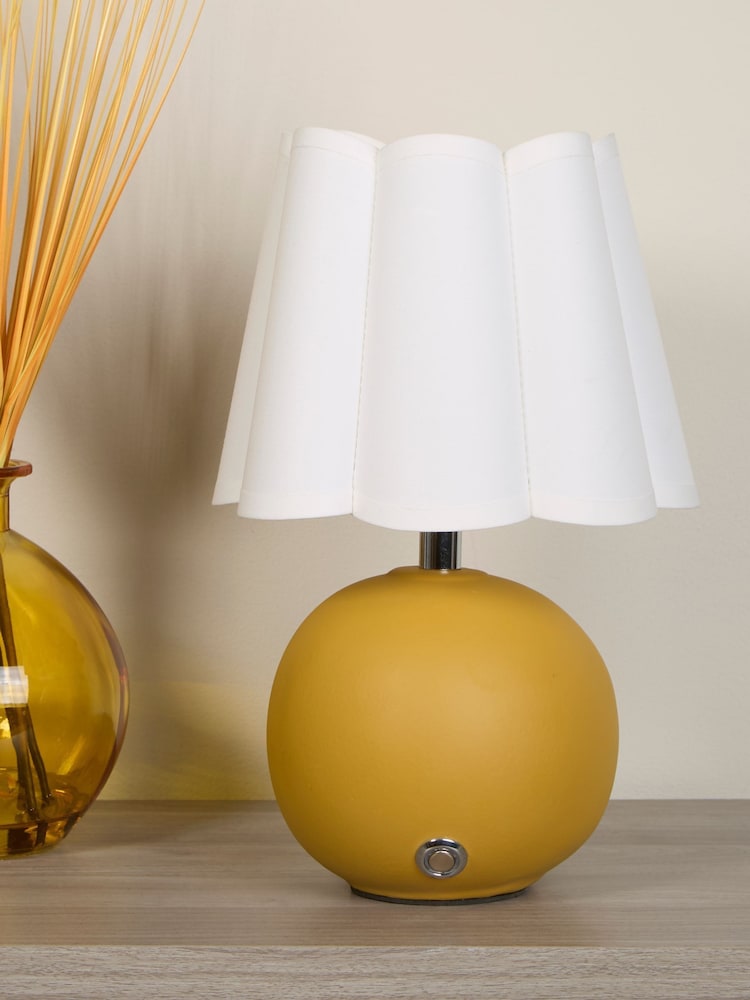 Searchlight Mustard and Chrome Rechargeable LED Touch Libby Table Lamp - Image 1 of 4