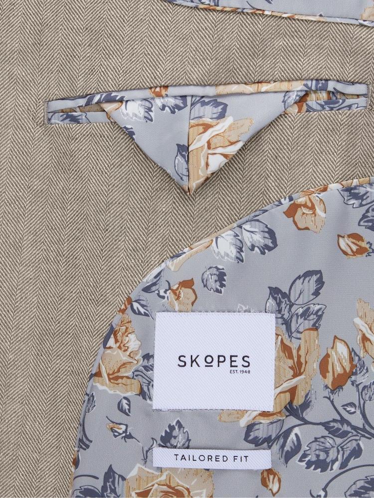 Skopes Natural Tailored Fit Calvados Linen Blend Suit Jacket - Image 5 of 5
