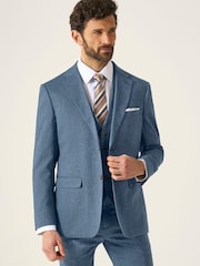 Skopes Blue Tailored Fit Calvados Linen Blend Suit Jacket - Image 1 of 7