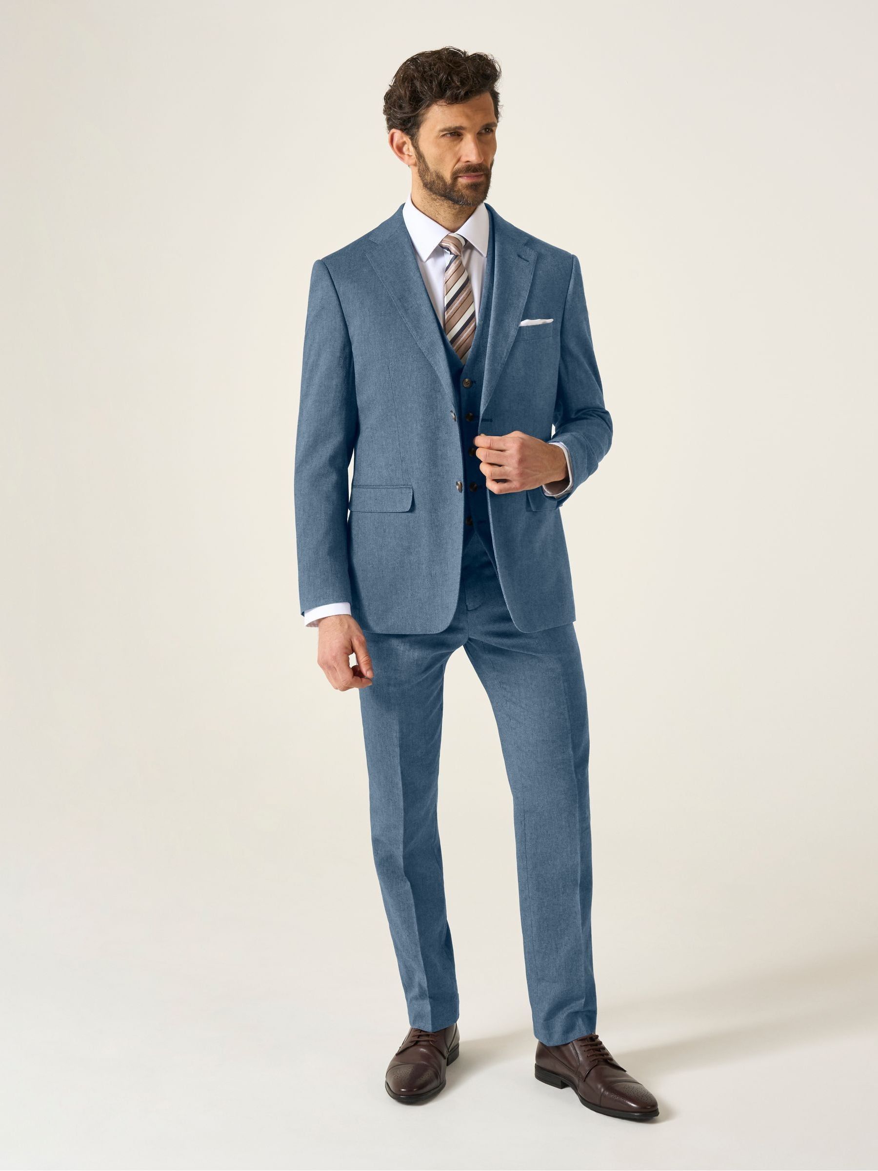 Buy Skopes Blue Tailored Fit Calvados Linen Blend Suit Jacket from