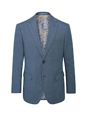 Skopes Blue Tailored Fit Calvados Linen Blend Suit Jacket - Image 4 of 7