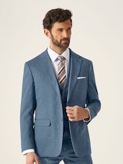 Skopes Blue Tailored Fit Calvados Linen Blend Suit Jacket - Image 5 of 7