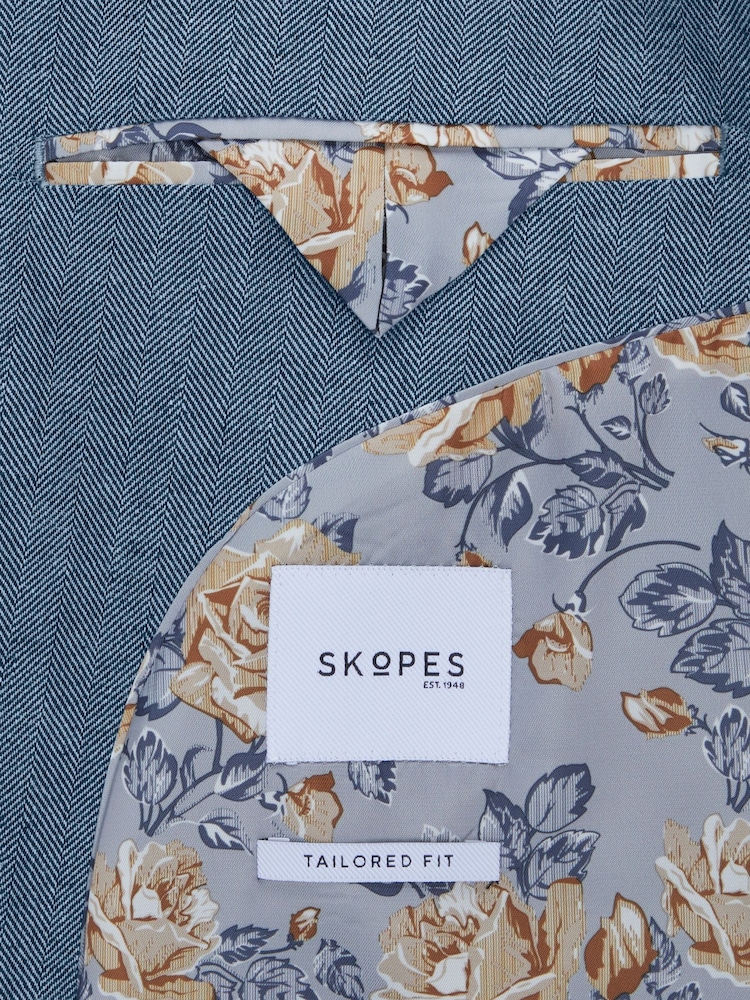 Skopes Blue Tailored Fit Calvados Linen Blend Suit Jacket - Image 7 of 7