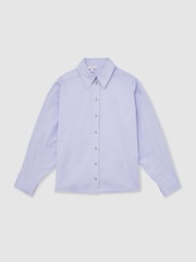 Reiss Blue Callie Cotton Button Through Oxford Shirt - Image 2 of 5