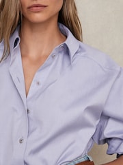 Reiss Blue Callie Cotton Button Through Oxford Shirt - Image 3 of 5