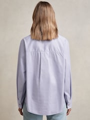 Reiss Blue Callie Cotton Button Through Oxford Shirt - Image 4 of 5