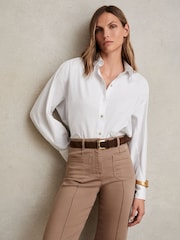 Reiss White Callie Cotton Button Through Oxford Shirt - Image 1 of 6