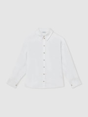 Reiss White Callie Cotton Button Through Oxford Shirt - Image 2 of 6