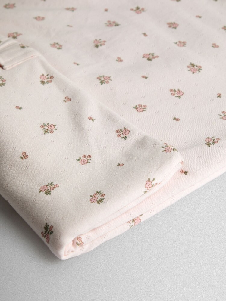 JoJo Maman Bébé Pink Floral Pointelle 2.5 Tog Toddler Sleeping Bag - Image 2 of 3 JoJo Maman Bébé Pink Floral Pointelle 2.5 Tog Toddler Sleeping Bag - Image 2 of 3