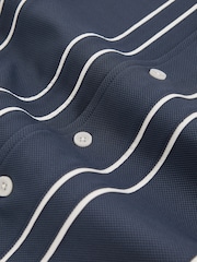 Reiss Airforce Blue Sander Piped-Stripe Cuban-Collar Shirt - Image 6 of 6