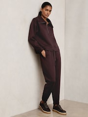Reiss Plum Laney Tapered Elasticated-Waist Joggers - Image 1 of 6