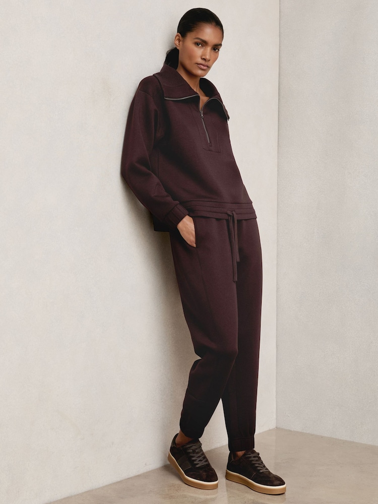 Reiss Plum Laney Tapered Elasticated-Waist Joggers - Image 1 of 6 Reiss Plum Laney Tapered Elasticated-Waist Joggers - Image 1 of 6