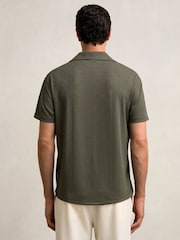 Reiss Dark Green Ando Jacquard-Stripe Cuban-Collar Shirt - Image 5 of 6