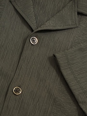 Reiss Dark Green Ando Jacquard-Stripe Cuban-Collar Shirt - Image 6 of 6