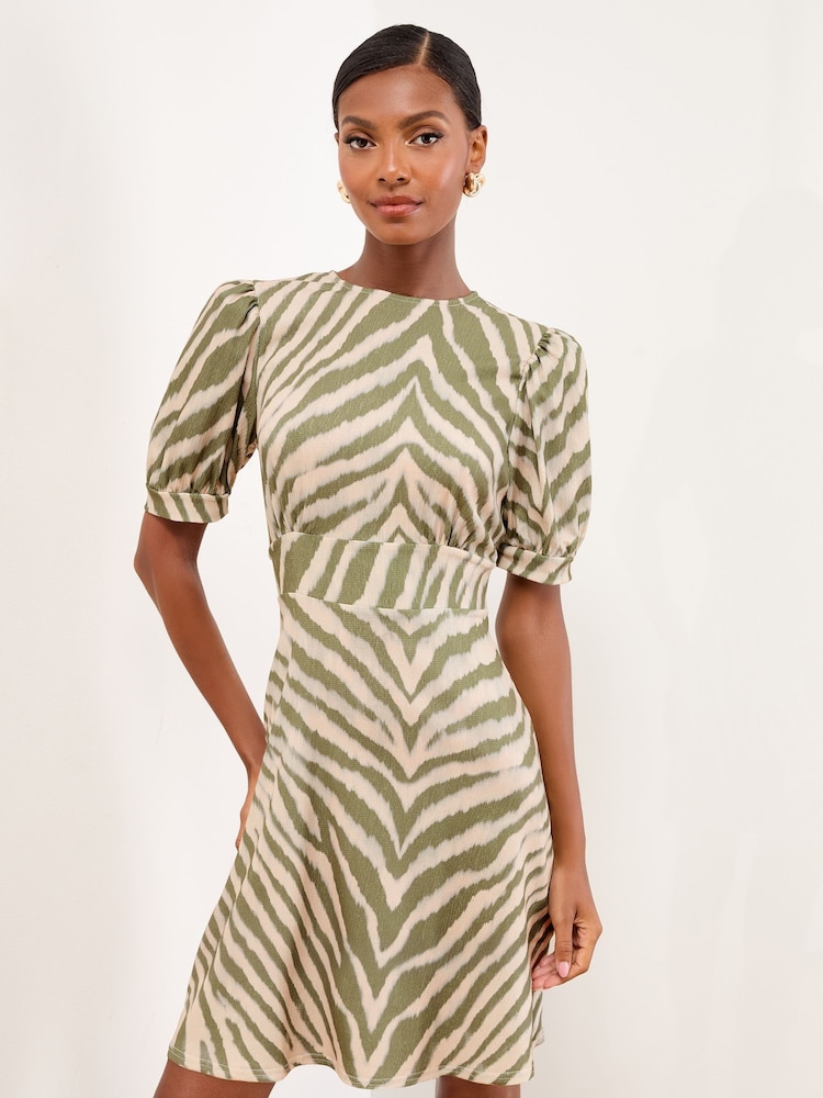 Lipsy Green Zebra Mini Printed Jersey Underbust Dress - Image 1 of 4 Lipsy Green Zebra Mini Printed Jersey Underbust Dress - Image 1 of 4