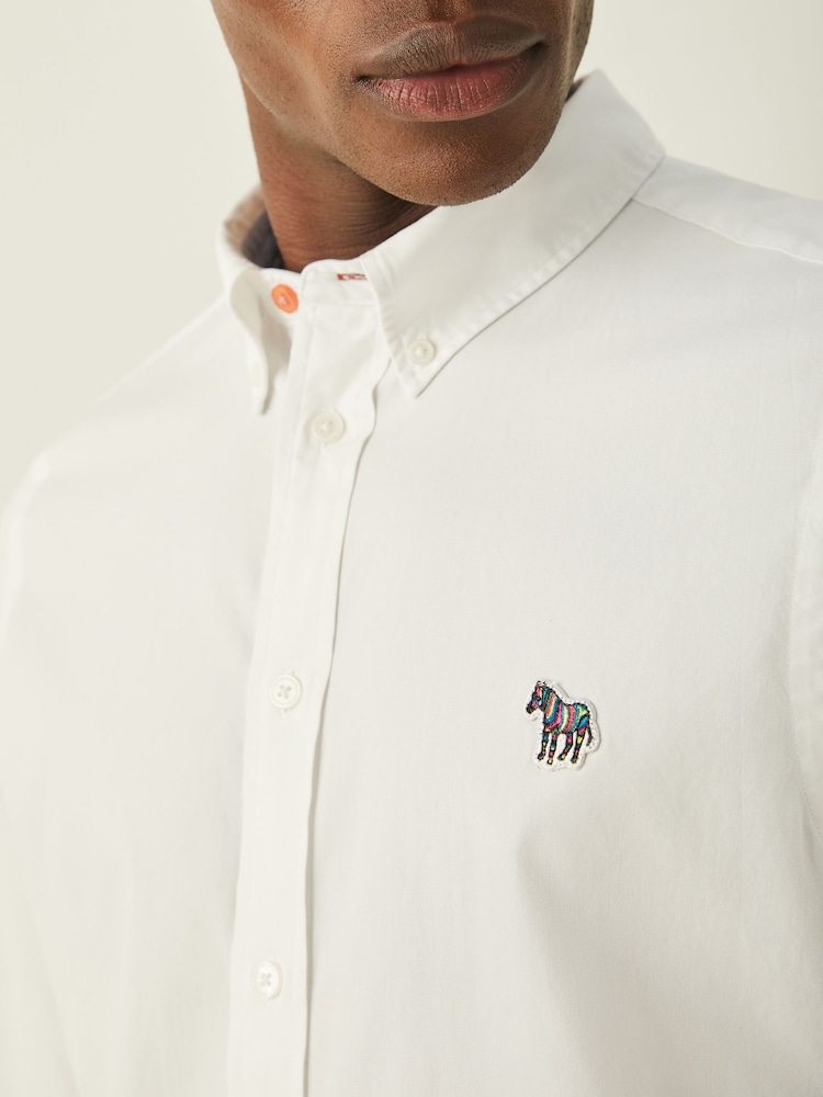 白色 - PS Paul Smith Tailored Fit Long Sleeve Logo Shirt - 圖片 4/4