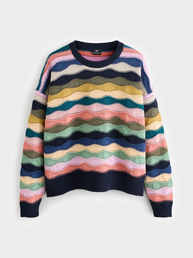 PS Paul Smith Pink Multi Chunky Knit Wool Blend Jumper - Image 1 of 1 PS Paul Smith Pink Multi Chunky Knit Wool Blend Jumper - Image 1 of 1