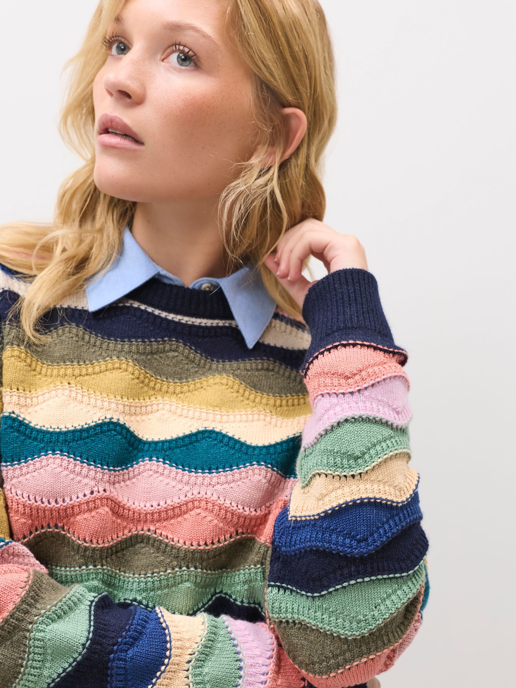 Buy PS Paul Smith Pink Multi Chunky Knit Wool Blend Jumper from