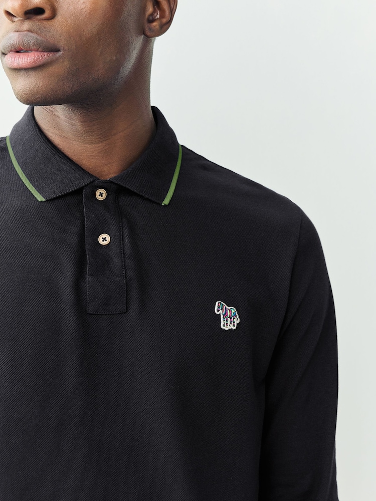 PS Paul Smith Long Sleeve Tipped Collar Polo Shirt - Image 2 of 3 PS Paul Smith Long Sleeve Tipped Collar Polo Shirt - Image 2 of 3