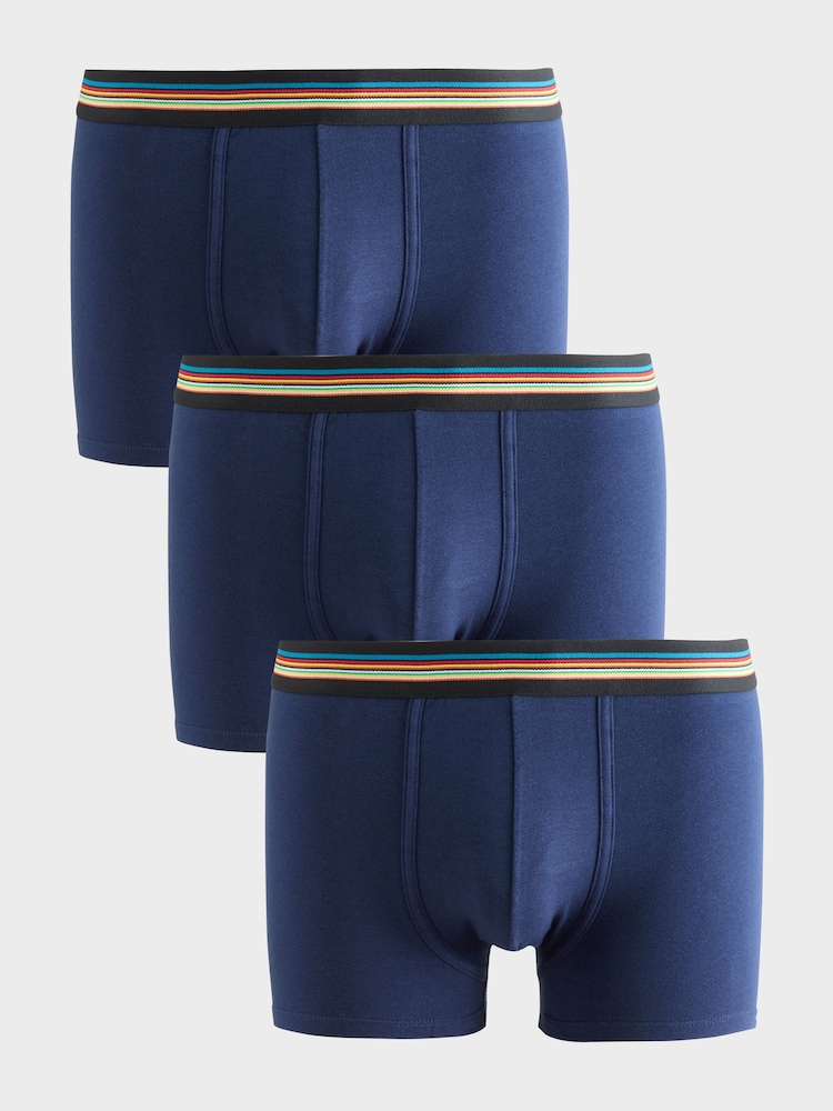 PS Paul Smith Blue Stripe Detail Boxers 3 Pack - Image 1 of 4