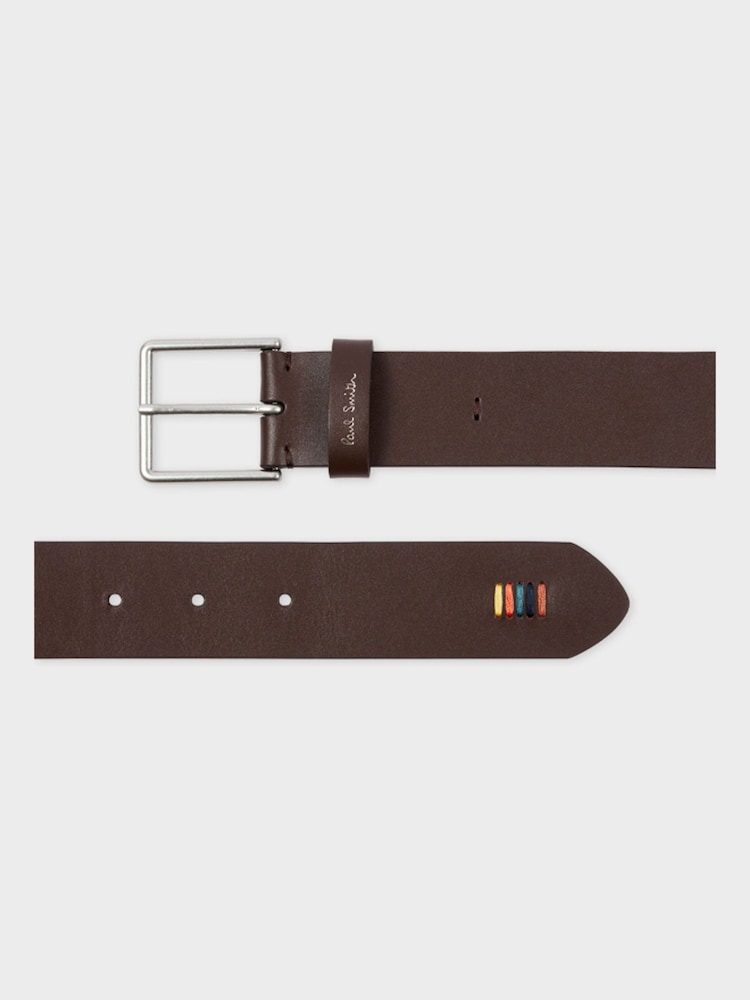 PS Paul Smith Brown Stripe Stitch Detail Belt - Image 3 of 3 PS Paul Smith Brown Stripe Stitch Detail Belt - Image 3 of 3
