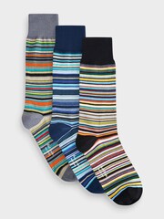PS Paul Smith Signature Stripe Black Socks 3 Pack - Image 1 of 4