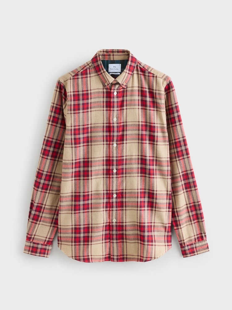 PS Paul Smith Cream Regular-Fit Check Flannel Shirt - Image 6 of 6 PS Paul Smith Cream Regular-Fit Check Flannel Shirt - Image 6 of 6