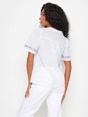 M&Co White 100% Cotton Petite Embroidered Dobby Blouse - Image 3 of 5