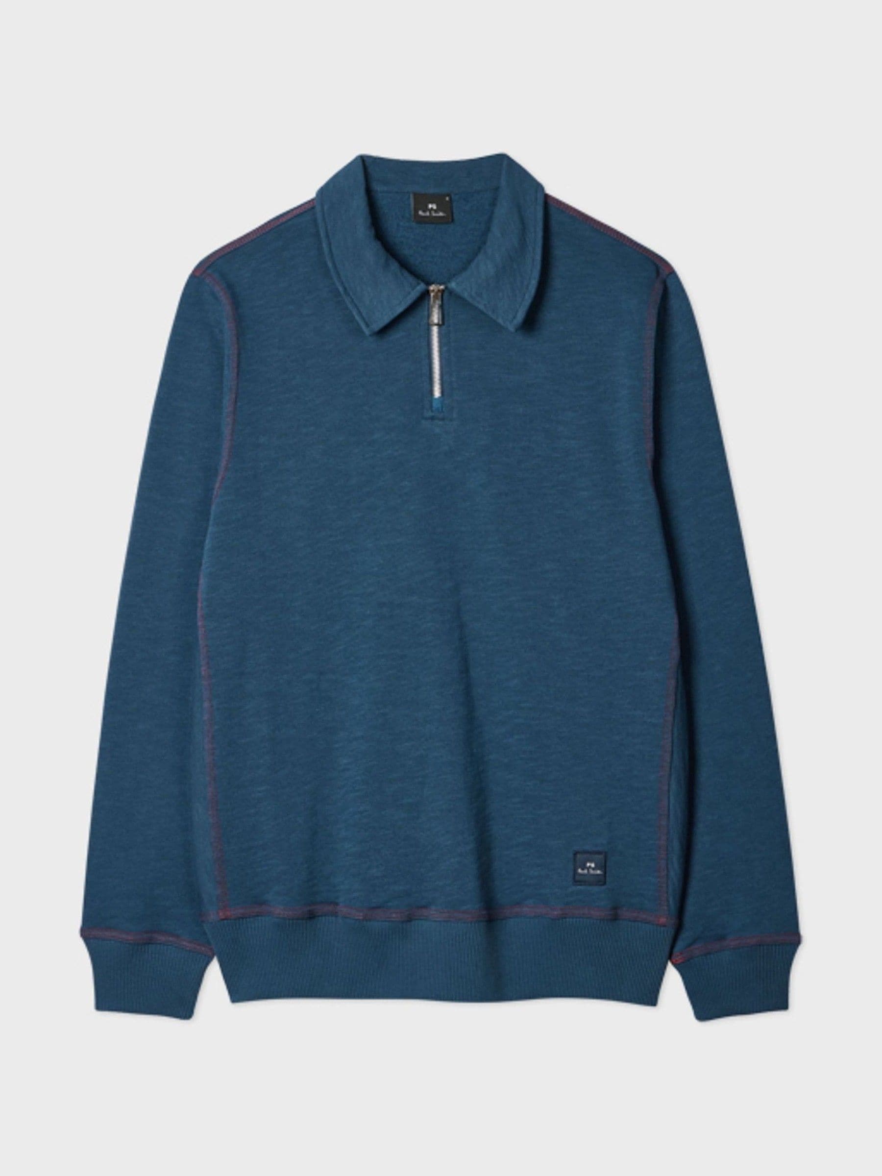 Buy PS Paul Smith Blue Zip Neck Collared Sweatshirt from Next Canada