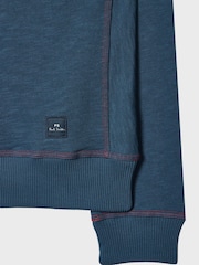 PS Paul Smith Blue Zip Neck Relaxed-Fit Sweatshirt Jumper - Image 7 of 7