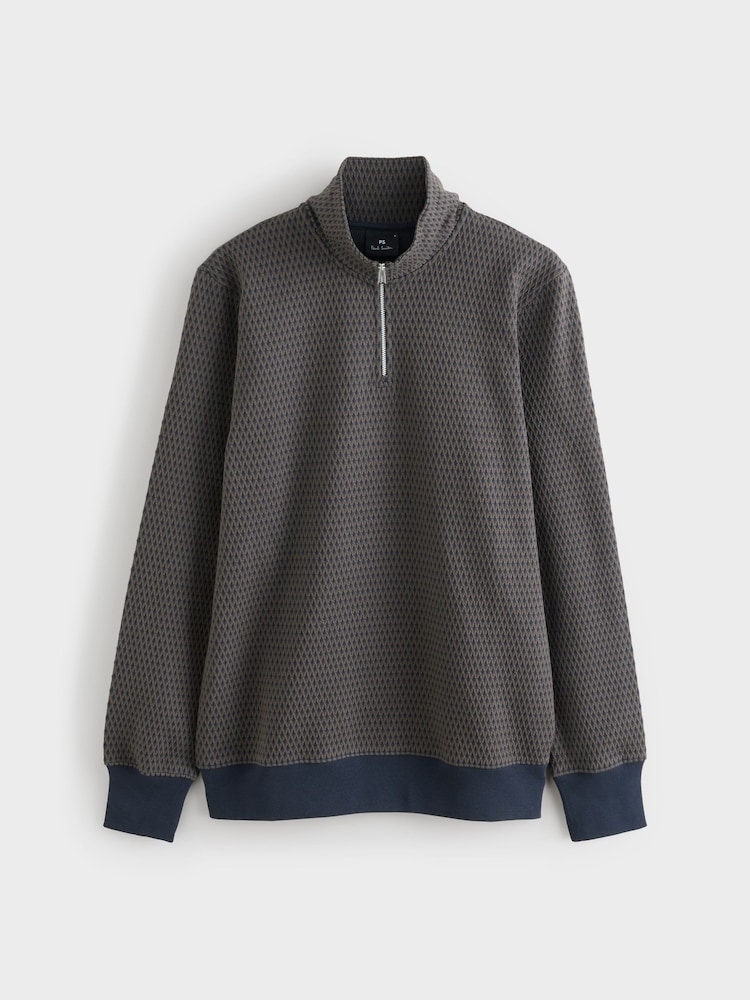PS Paul Smith Textured Quarter Zip Sweat Top Black Jumper - Image 1 of 1