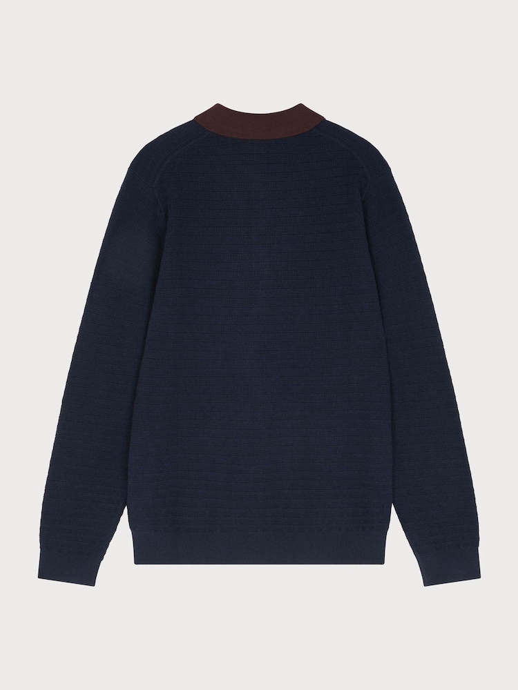 PS Paul Smith Textured Contrast Collar Knitted Polo Shirt - Image 2 of 4