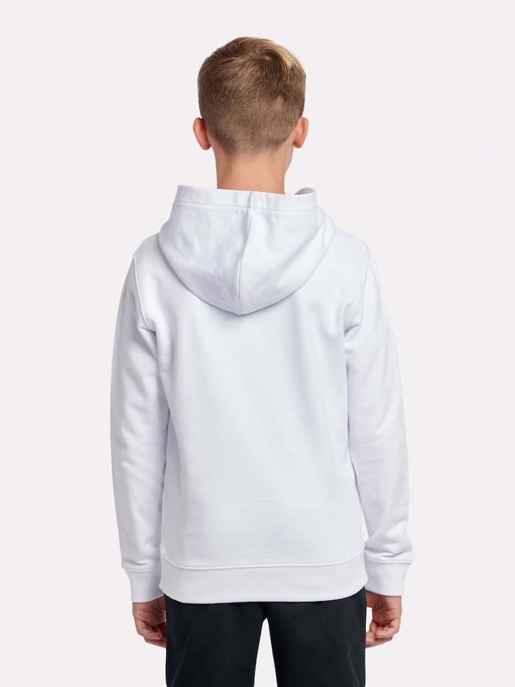New Balance White Kids French Terry Stacked 100% Cotton Logo Hoodie - Image 3 of 8