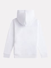New Balance White Kids French Terry Stacked 100% Cotton Logo Hoodie - Image 7 of 8