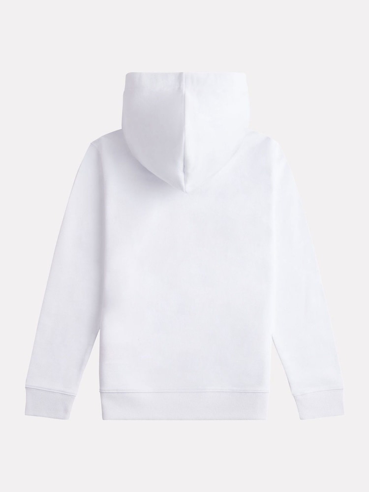 New Balance White Kids French Terry Stacked 100% Cotton Logo Hoodie - Image 7 of 8